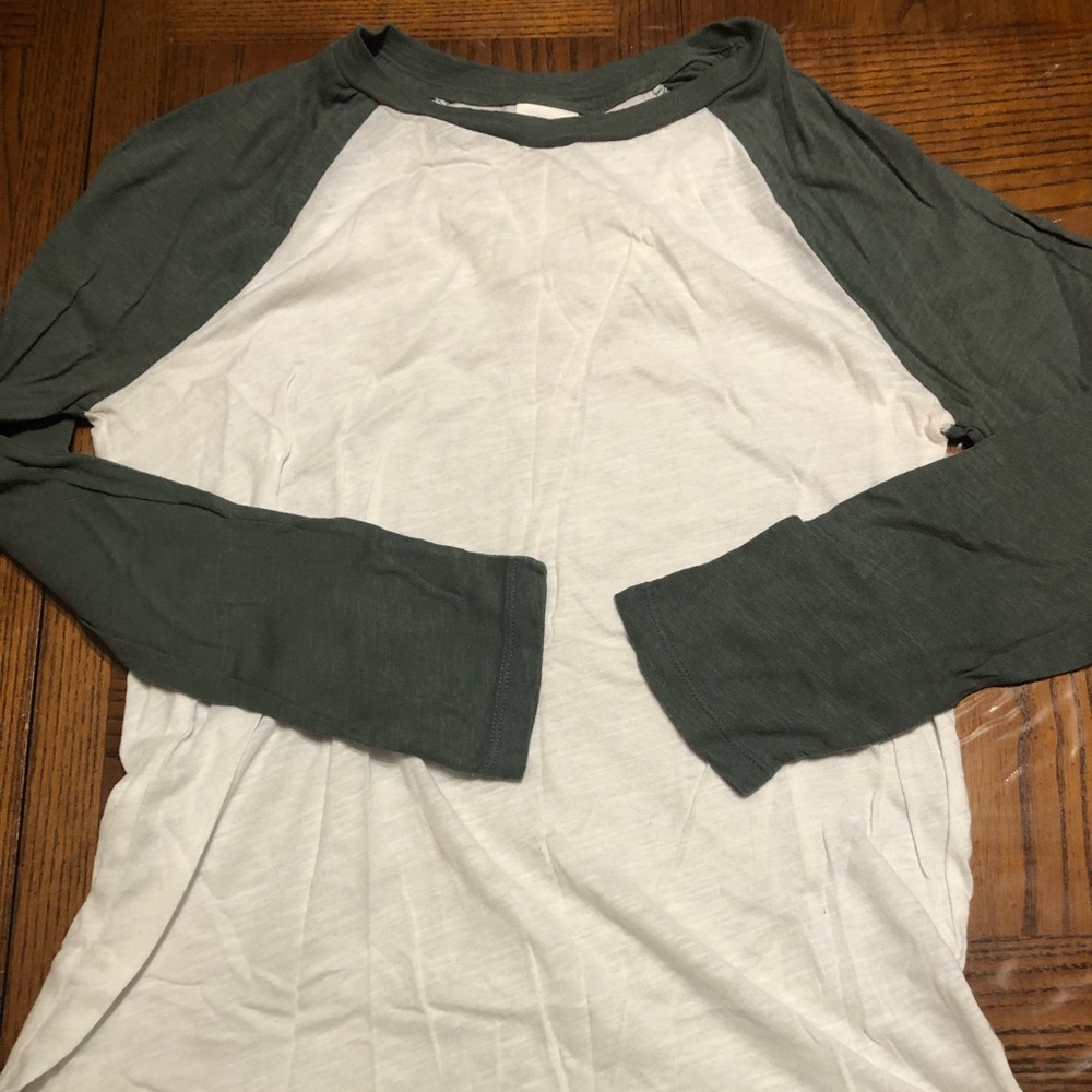 VS PINK longsleeve campus baseball tee. Sage green. Size XS.